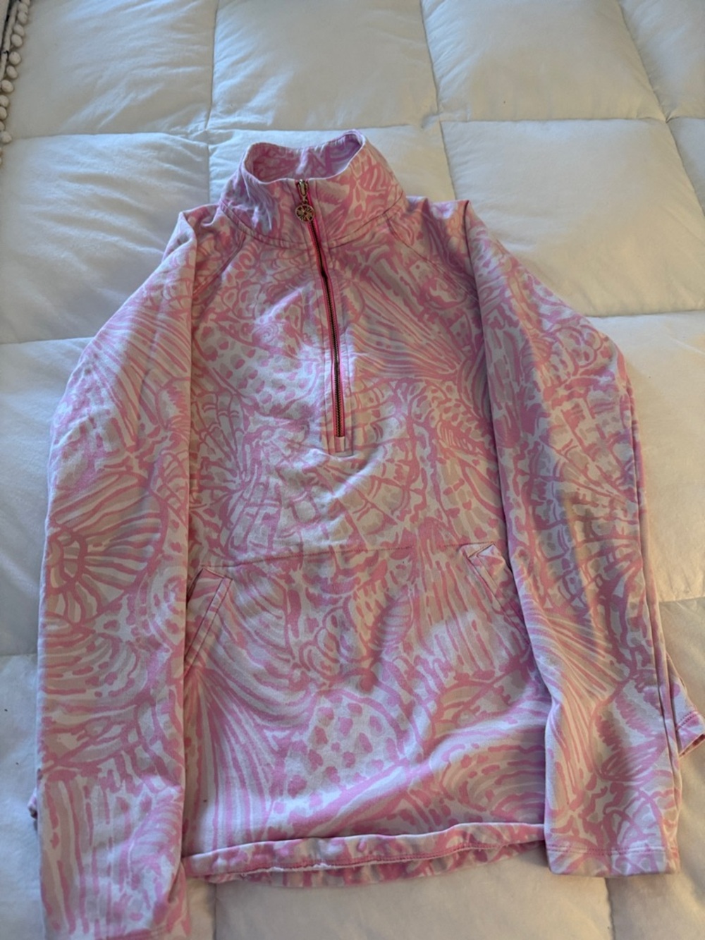 Lilly Pulitzer XS Pink & White Printed Half-Zip Utility Jacket
